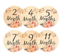 GLEAVI 6 Tarjetas Mensuales de Madera Diseño de Flores para Bebés, Decoración Adorable para Habitación y Accesorio para Photo Prop en Shower