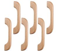 GLEAVI 6 Tiradores de Madera para Muebles Tirador de Armario 96 MM Pomo para Cajón Acabado Barniz Diseño Puente Clásico Juego para Puertas y Cajones de Cocina o Dormitorio