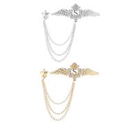 GLEAVI Alfiler de Abrigo Elegante Aleación y Cristal , 2 Piezas Ramillete de Estrellas y Alas de Ángel Accesorio Práctico y Decorativo para Mujer para Bufandas y Bolsos