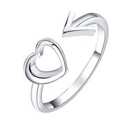 GLEAVI Anillo de Meñique Abierto con Forma de Corazón y Flecha Ajustable para Envolver el Dedo Decoración Joyería Obsequio para Mujer