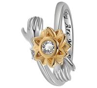 GLEAVI Anillo Giratorio Ajustable de Mujer Diseño de Girasol, Anillo Abierto de Abrazo Romántico para Obsequio, Joyería Estética para Uso Diario y Fiestas