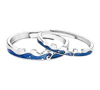 GLEAVI Anillos a Juego Abiertos Ajustables Para Pareja, Joyas De Acero Inoxidable, Un Par Romántico Para Enamorados, Obsequio San Valentín y Aniversario, Color Plata, Talla Única