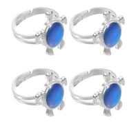 GLEAVI Anillos de Humor Que Cambian de Color de Temperatura, Diseño Tortuga, Acero Inoxidable, 4 Piezas, Unisex para Niños y Mujeres, Accesorio Divertido para Emociones y Uso Diario