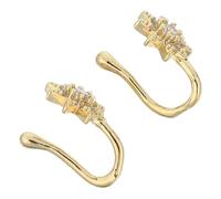 GLEAVI Anillos Nasales Falsos en Forma de U 2 Piezas con Clip Diseño Estrella con Circonitas sin Perforación Ligeros y Cómodos para Uso Diario y Fiestas