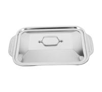 GLEAVI Bandeja de Acero Inoxidable para Asar Rectangular con Tapa para Horno y Barbacoa para Asar Pescado Carne y Hornear Pasteles