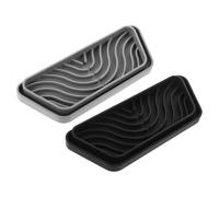 GLEAVI Bandeja Recogegotas de Silicona para Refrigerador 2 Piezas Negro y Gris Colector de Agua Ajustable para Dispensador de Agua Fría Alfombrilla Resistente y Fácil de Limpiar para