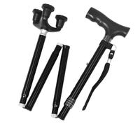 GLEAVI Bastón Plegable Ajustable de Aleación de Aluminio Negro Ligero y Portátil con Mango Antideslizante Bastón Telescópico para Personas Mayores Ciegas y Senderismo al Aire Libre