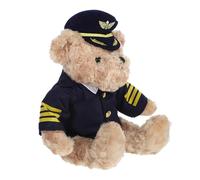 GLEAVI Bear Plush Toy Airline Captain Uniform Soft and Cuddly Plush Bear for Home Decor and Kids Birthdays Celebrations