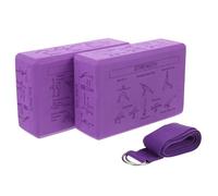 GLEAVI Bloques de Yoga de EVA de Alta Densidad 9X6X3 Pulgadas Color Púrpura Set con Antideslizante para Principiantes y Fitness Accesorios Portátiles para Pilates y Estiramientos