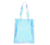GLEAVI Bolsa de Tela Iridiscente Bolso Bolsa de Compras de PVC Neceser de Viaje Bolsas de Compras de PVC Bolsas de Embalaje holográficas de polivinilo Sky-Blue