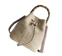 GLEAVI Bolso Bandolera Tejido a Mano Tipo Cubo de Rafia para Mujer, Bolso de Playa y Paseo Diseño Ligero y Resistente