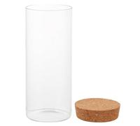 GLEAVI Botella de Vidrio Transparente 7x17 Cm con Flores Preservadas y Tapón de Corcho, Botella de Deseos Decorativa para Manualidades y Almacenamiento en Hogar