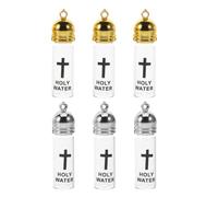GLEAVI Botellas de Agua Sagradas de Vidrio para Ceremonias Cristianas Set de 6 Unidades Grandes 3 Plateadas 3 Doradas Botellas Recargables Cruz Contenedores para Rituales de Bautizo