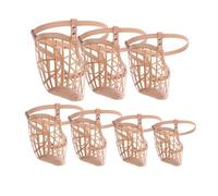 GLEAVI Bozal de Plástico Tipo Cesta para Perros Grandes con Correa Ajustable de Piel Sintética Set de 7 Piezas Color Albaricoque Antimordeduras Transpirable para Entrenamiento y