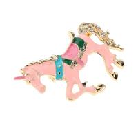 GLEAVI Broche Chino Forma de Caballo Esmaltado Broche Decorativo Rosa Pedrería Accesorio para Suéter Bufanda y Fiesta del Año Chino 2026 Insignia Zodiacal Duradera de Metal