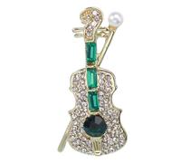GLEAVI Broche de Violín para Mujer Aleación Verde Broche Musical Decorativo Accesorio de Moda para Ropa Pin de Solapa Elegante para Ocasiones Obsequios