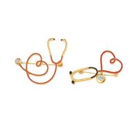 GLEAVI Broche Decorativo de Estetoscopio y Corazón, Broche Creativo de Aleación para Enfermeras y Médicos, Accesorios para Ropa en Fiestas, Diseño Brillante Gemas, Pack 2 Piezas