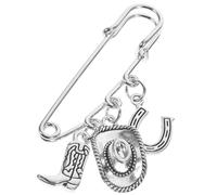 GLEAVI Broche Western de Mujer Diseño de Sombrero Vaquero y Herradura, Accesorio Metálico Decorativo para Prendas, Adecuado para Fiestas y Eventos, Tamaño Mediano