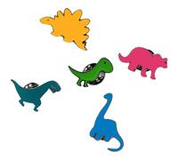 GLEAVI Broches de Dinosaurios Esmaltados de Aleación de Zinc Set de 5 Piezas Diseño Color Sólido Pines Decorativos para Ropa Mochilas y Accesorios Ligeros y Resistentes para Mujer