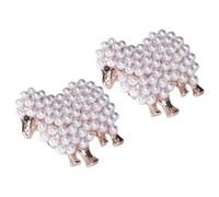 GLEAVI Broches de Perlas para Mujer 2 Piezas, Broche de Oveja Vintage Perlas de Imitación, Accesorios de Traje Mujer en Color Dorado, Alfileres Elegantes para Ropa y Bolso