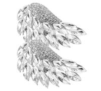 GLEAVI Broches para Zapatos Cristales de Imitación y Alas Desmontables 2 Unidades Aleación de Zinc Plateada Clips Elegantes para Tacones Altos y Zapatos de Boda Decoración Versátil