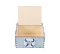GLEAVI Caja de Madera Mediterránea para Cerillas, Organizador Costero Vintage para Artículos Pequeños, Tamaño Mediano en Azul Claro Diseño Náutico, Almacenamiento Decorativo para Salón