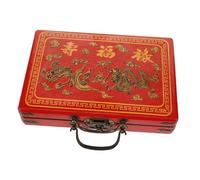 GLEAVI Caja de Mahjong de Madera Almacenamiento Portátil para Fichas Chinas Multifuncional para
