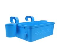 GLEAVI Cesta de Almacenamiento Colgante para Piscina Exterior Cesta Desmontable de Plástico Azul Portavasos Estante Lateral Práctico para Toallas y Accesorios de Piscina