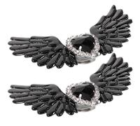 GLEAVI Clips para Zapatos Mujer Hebilla de Gemas de Imitación en Forma de Corazón y Alas de Ángel, Accesorio Decorativo para Calzado, 1 Par Negro para Fiestas, Bodas y Graduaciones