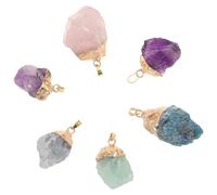 GLEAVI Colgantes de Piedra Natural Irregulares para Collar, Pack de 6 Piezas Amatista, Cuarzo Rosa y Fluorita Verde, Ideales para Bricolaje y Joyería Artesanal Femenina