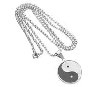 GLEAVI Collar de Acero Inoxidable para Hombre Colgante Tai Chi Bagua Amuleto Feng Shui Redondo y Negro Cadena Resistente al Agua para Uso Diario y Protección Espiritual