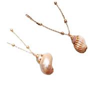 GLEAVI Collar de Conchas Marinas Colgante de Caracola en 2 Piezas, Accesorio Elegante para Mujer Fina Artesanía Adecuado para Fiestas y Uso Diario