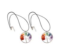GLEAVI Collar del Árbol Vida Piedras Naturales Multicolor Colgante de Grava Pulida 2 Piezas para Mujer y Niña Joyería Simbólica de Vida y Sabiduría Obsequio Adecuado