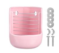 GLEAVI Comedero Cerámico para Animales Pequeños Comedero para Conejillos de Indias y Chinchillas de Hierba Soporte Triangular Fijo Color Rosa Anti Vuelco Tamaño Grande Adecuado para