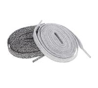GLEAVI Cordones Planos de Poliéster 120 CM 2 Pares Plata y Negro Resistentes para Zapatillas Deportivas Cordones para Zapatos de Hombre y Mujer Ideales para Caminar y Escalar