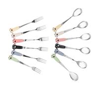 GLEAVI Cuchara y Tenedor de Acero Inoxidable para Alimentación de Mascotas Kit de 12 Piezas 6 Cucharas 6 Tenedores Mango Largo Multiusos para Comida Húmeda y Seca Adecuado para