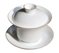 GLEAVI de Cerámica para Té Gongfu Taza de Té China Borde Púrpura y Blanco Resistente al Calor Adecuado para Preparar