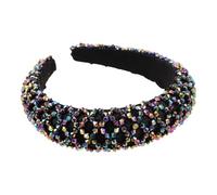GLEAVI Diadema Ancha Cuentas Brillantes Hechas a Mano, Accesorio Elástico de Joyas para Cabello Mujer, Estilo Bohemio Vintage para Fiestas y Uso Diario, Multicolor y Ligera