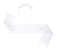 GLEAVI Diadema de Cristal y Faja de Maternidad en Color Blanco para Futura Mamá, Accesorio Elegante para Shower y Sesión de Fotos Especial