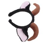 GLEAVI Diadema de Cuerno de Cabra de Peluche Negra y Rosa Diadema con Orejas de Oveja para Mujer y Accesorio para Disfraces de Fiesta Halloween y Navidad Elástica y Flexible para Adultos
