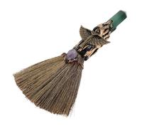 GLEAVI Escoba de Cristal Natural Pequeña con Mango Corto Cepillo Suave para Polvo de Mesa Accesorio Decorativo y Funcional para Hogar Limpieza Suave y Estilo Único