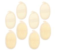 GLEAVI Esponja Vegetal Exfoliante para Baño y Ducha 8 Piezas Toalla de Baño Natural de Lufa Beige 8X12 CM y Algodón-Lino 9X14 CM Esponja Corporal Espalda Exfoliante y