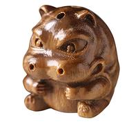 GLEAVI Estatua de Hipopótamo Madera Adorno Decorativo Hogar Figuras de Hipopótamo de Madera Decoración Rústica Original