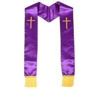 GLEAVI Estola reversible bordada para boda con borlas - Estola con cruz para clérigos, chal para sacerdotes y novias, color morado