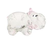 GLEAVI Figura de Hipopótamo de Cristal Transparente Mini 7 Cm, Estatua Decorativa para Escritorio y Sala, Pisapapeles Coleccionable de Animal Pequeño para Oficina y Hogar, Adorno Rosa