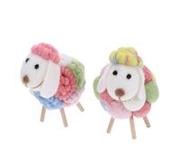 GLEAVI Figuras de Ovejas de Lana Fieltro 2piezas Adornos de Escritorio Decoración Artesanal para Niños y Adultos Decoración de Oficina