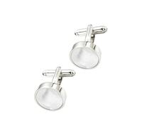 GLEAVI Gemelos de Camisa Redondos de Concha Natural Plateados, 1 Par, Accesorios de Ropa para Trajes Formales, Cierres de Costura Sencillos, Ideales para Prendas de Vestir y Camisas
