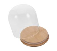 GLEAVI Glass Dome Display Cloche con Base de Bambú Protector Transparente para Flores Diy y Coleccionables Campana Elegante para Oficina y Hogar