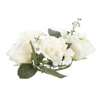 GLEAVI Guirnalda de Anillos de Vela Rosas Artificiales de Plástico y Tela en Color Blanco, Decoración para Bodas y San Valentín, Mantiene Belleza Nunca se Marchita