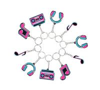 GLEAVI Juego De 12 Piezas llavero nota musical favores de la fiesta musical karaoke notas retro fiesta temática musical DJ Keychain para hombres de polivinilo